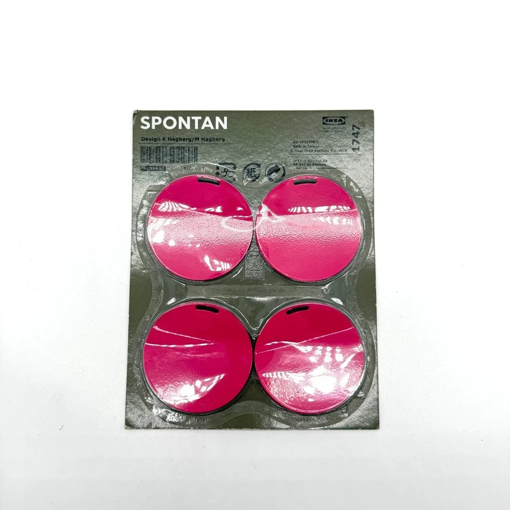 IKEA SPONTAN Round Magnetic Hook 4 Pack Pink Design K Hagberg 70159483 NEW